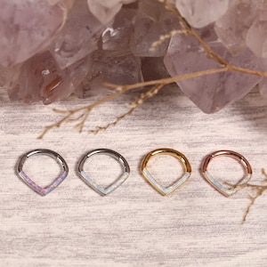 316L Surgical Steel Hinged Segment Hoop Ring Cartilage Earring Drop Shape Opal Nose Earring Hoop Cartilage Helix Tragus Earring Nose Earring