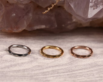316L Surgical Steel Hinged Segment Hoop Ring Rhombus Surface