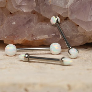 Nipple Bars Nipple Piercing Jewelry Nipple Rings Nipple Barbell Nipple Piercing Jewelry G23 Titanium 14g Nipple Rings White Opal