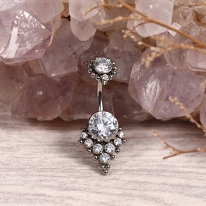 14G 10mm Implant Grade 23 Titan Innengewinde Top Doppel runde Kristall Lünette Set Belly Button Ringe