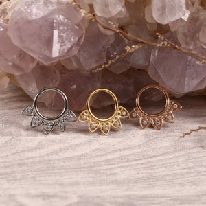 Hinged Segment Hoop Ring CZ 316L Surgical Steel Nose Earring Hoop