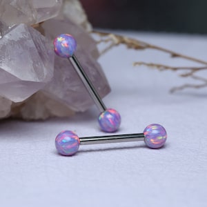 Nipple Bars Nipple Piercing Jewelry Nipple Rings Nipple Barbell Circular Purple Opal G23 Titanium Nipple Piercing