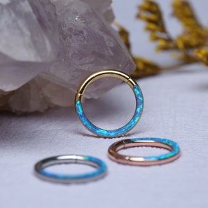 Nose Ring Hoop Septum Ring Piercing Jewelry Conch Ring Conch Earrings Ring Daith Tragus Jewelry Piercing Gold Helix Cartilage Blue Opal Ring