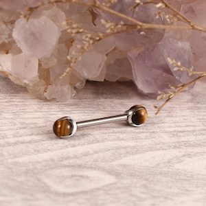 Nipple Piercing Jewelry Prong Set G23 Titanium 14g Nipple Rings Silver Body Piercing Jewelry