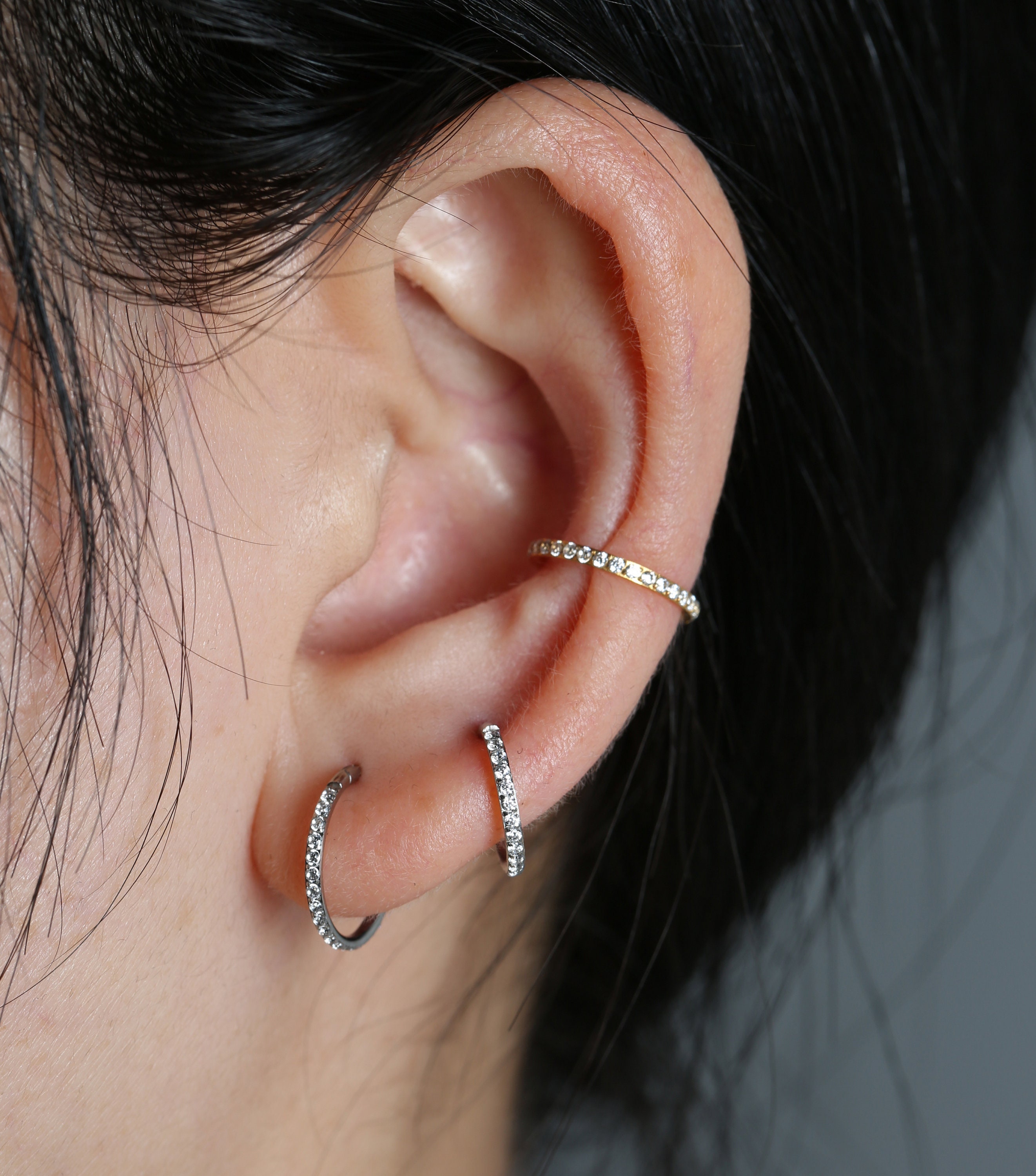 Earrings Rings Hoops 16G/18G/20G Clicker Rings Daith Hoop Tragus Hoop 316L Surgical Steel Hinged Segment with CZ Nose Earring Hoop