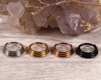 Hinged Segment Ring 316L Surgical Steel Triple Open Stack Nose Earring Hoop