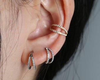 Earrings Rings Double Open Stack Nose Ring CZ 316L Surgical Steel Nose Ring Conch Daith Helix Rook Tragus Helix Piercing Jewelry Nose Hoop