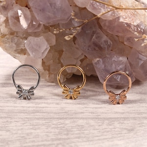 Hinged Segment Hoop Ring 16G 10mm Nose Earring Hoop 316L Surgical Steel CZ