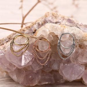 Hook Earrings Double Open Stacked Earrings 316L Surgical Steel 16G 8mm 10mm Daith Cartilage Piercing Jewelry Spacer, Metal, Other