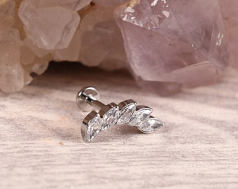 G23 Titanium CZ Flat Back Stud for Labret 16G 6mm/8mm/10mm Monroe Cartilage and More Internally Threaded