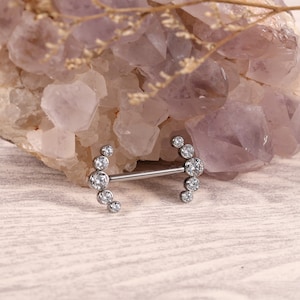 14G Nipple Rings for Women G23 Solid Titanium Silver Nipple Piercings Clear CZ