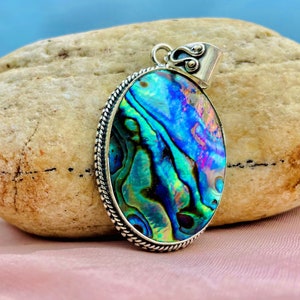 Boho Abalone Shell Pendant - Handmade 925 Sterling Silver | Stunning Abalone Gemstone Pendant | Perfect Gift for Her - Women's Seaside Charm