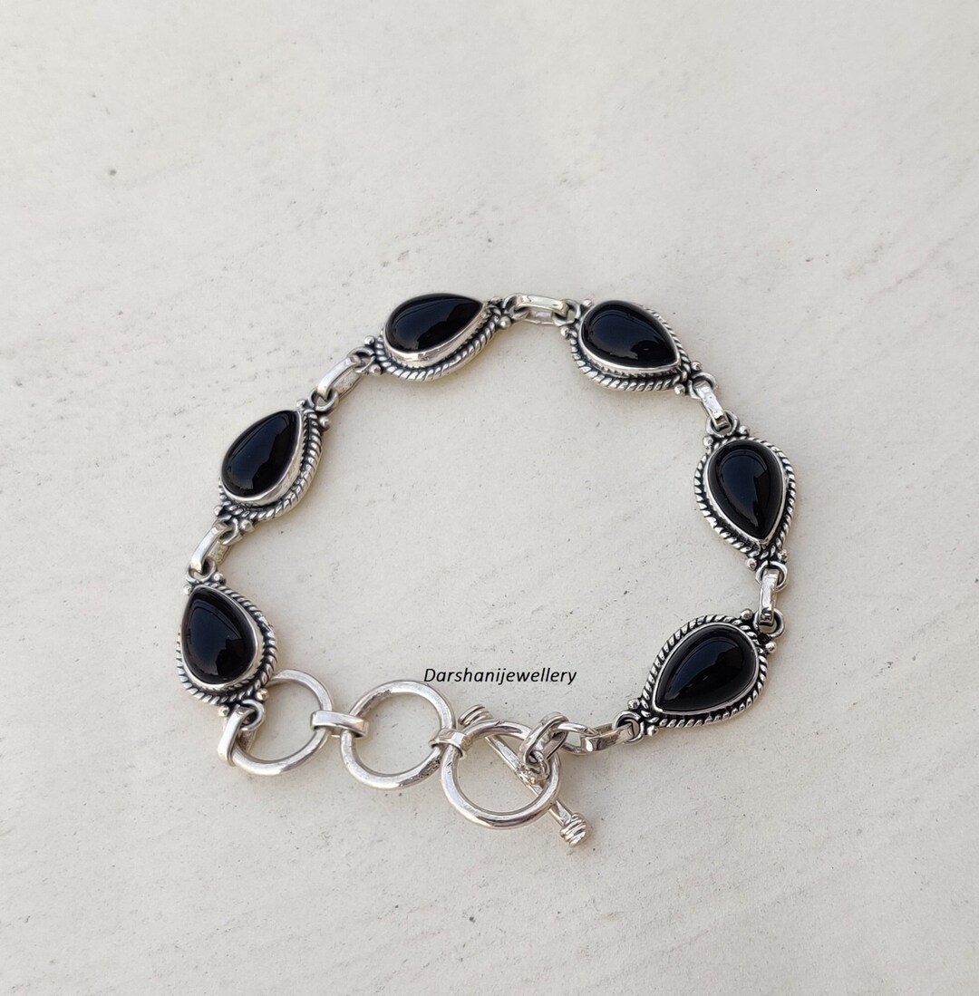 Charming Black Onyx Bracelet for Women, 925 Sterling Silver Bracelet