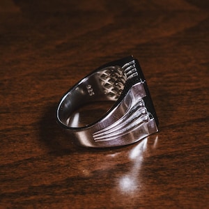 Mens Square Onyx Ring• Mens Silver Black Geometric Ring Mens Square Onyx Ring• Mens Silver Black Geometric Ring