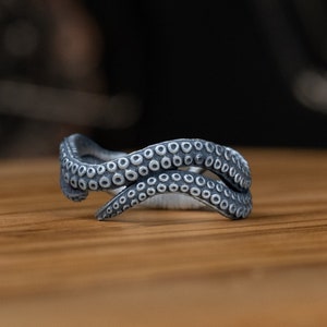 925 Silver Octopus Tentacle Men's Band Ring, Squid Ring For Best Friend, Unusual Kraken Ring For Boyfriend, Ocean Ring For Men, Sea Jewelry