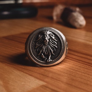 Sterling zilveren zegelring Leo Pinky, gegraveerde sterrenbeeld zegelring voor mannen, Leo-sieraden, horoscoopring voor echtgenoot, astrologische ring