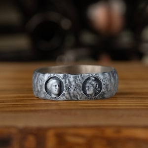 Greek Sculpture Inspired Sterling Men Silver Band Ring, Ancient Greek Art Jewelry, Mythology Ring, Husband Gifts, Traditional Men Ring