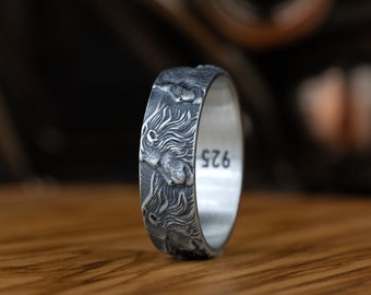 バイカー結婚指輪、バイクタイヤモチーフ結婚指輪、スターリング