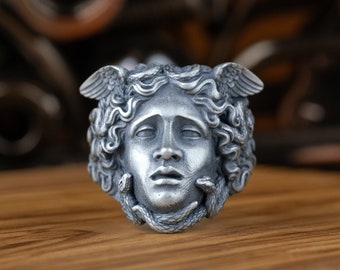 Snake Hair  Medusa Silver Ring, Unique Handcrafted Gorgon Medusa Ring, Best Silver Gift Ring For Men, Gift For Boyfriend, Medusa Gift Rings