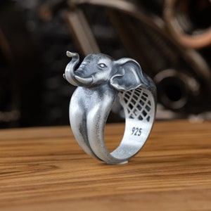 Elephant Lucky Family Pinky Ring, God Buddha Gift Rings For Mother, Animal Lover Jewelry, Elephant Ring For Boyfriend, Anniversary Gift
