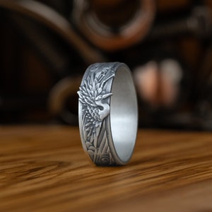 Classic Japanese Men Ring, Japanese Shadoof Sun Man Ring in Sterling Silver, Traditional Ornamental Ring, Men Wedding Ring, Japanese Jewelry