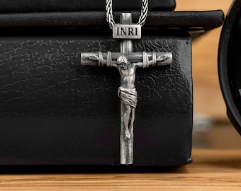 Christus Jezus Kruis Christelijk Katholieke Zilveren Mannen Ketting, Sterling Zilveren Kruis Ketting, Zilveren Christelijke Accessoire, Katholieke Mannen Kruisbeeld