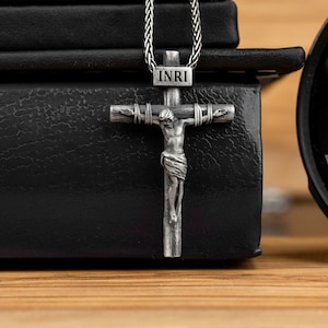 Christus Jezus Kruis Christelijk Katholieke Zilveren Mannen Ketting, Sterling Zilveren Kruis Ketting, Zilveren Christelijke Accessoire, Katholieke Mannen Kruisbeeld
