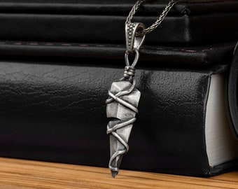 Rock Arrow Head Silver Men Necklace, Gothic Men Necklace For Husband, Biker Good Silver Jewelry, Boyfriend Gift Necklace, Anniversary Gifts