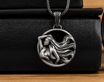 Unique Virgo Zodiac Astrology Silver Men Necklace, Engraved Virgo Horoscope Necklace, Silver Virgo Jewelry Gift, Mothers Day Gift, Men Gift