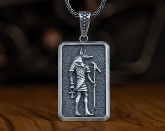 Ciondolo collana in argento personalizzato Anubis, ciondolo unico della mitologia egiziana per il migliore amico, ciondolo regalo uomo personalizzato per papà, gioielli da uomo