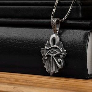 Horus Eye Ankh Cross Silver Men Necklace, Egyptian Mythology Silver Jewelry, Ankh Pendant Jewelry, Birthday Gifts, Egyptian Necklace for Men