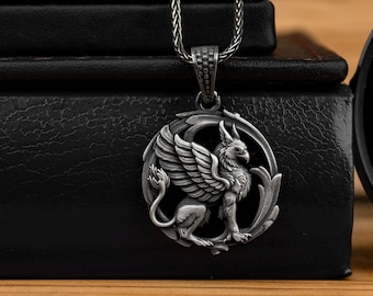 Collana Uomo Angelo Custode In Bronzo Color Argento – Ciondolo Alato Stile Vichingo