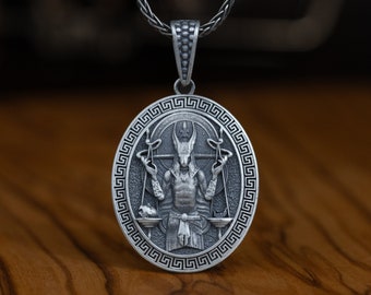 Intricate Sterling Silver Anubis  Personalized Men Necklace, Egyptian Gods, Ancient Mythology Inspired Jewelry, Unique Historical Accessory