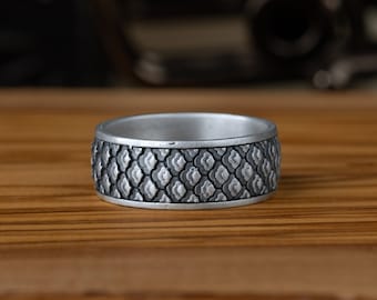 925 Sterling Silber Japanische Muster Männer Ehering, Männer Hochzeitsschmuck, japanische Kunst, Verlobungsring, Wellenring, Trauzeuge Geschenk