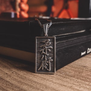 Japanese Kanji  Necklace, Silver Jui Jitsu Necklace For Fighters, Japan Good Luck Necklace For Him, Everyday  Necklace