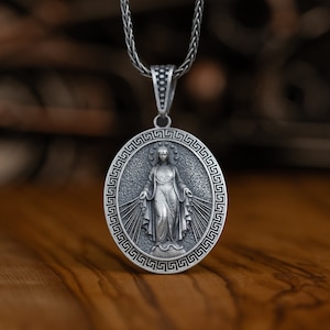 Handcrafted Silver Virgin Mary Necklace, Personalized Silver Holy Mother Pendant, Handmade Virgin Mary Pendant, Religious Christian Gifts