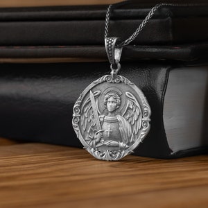 Saint Michael Handcrafted The Archangel 925 Silver Men Pendant Necklace, Religious Jewelry, St Michael Cristian Jewelry, Mens Gift Necklace