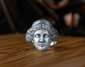 Sterling Silver Roman Mythology Goddess Venus Ring For Men, Aphrodite Goddess Of Love Ring, Ancient Greek Ring For Husband, Fantasy Men Ring