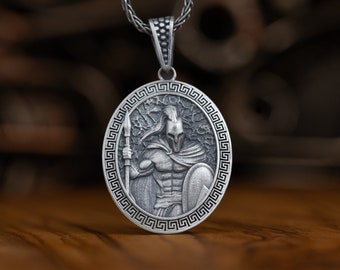 Greek Spartan Mens Personalized Necklace, Men Warrior Pendant, Oxidized Men Gift Necklace, Leonidas Necklace, Husband Gift, Greek Mythology