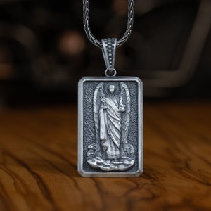 St Gabriel The Archangel Personalized Silver Pendant, Handmade Christian Silver  Gift, Custom St Gabriel Medallion Pendant, Gift Men Jewelry