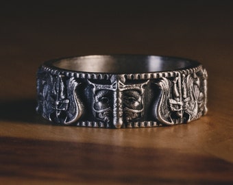 Anillo religioso de San Miguel Arcángel para hombre, anillo de boda con arte cristiano de la espada de San Miguel, anillo de promesa único para él