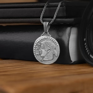 Aeolis tetradrachme zilveren muntketting, antieke munt herenhanger in zilver, oude Griekse muntketting voor haar, alledaagse ketting voor papa