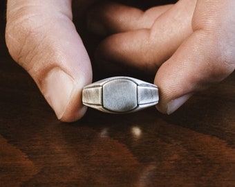 Schlichter Silber Pinky Siegelring für Männer, Sterling Silber Gold Herrenmode Ring für Mann, einzigartige Mann Pinky Siegelring für Papa