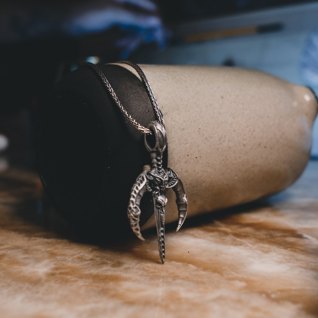 Crescent Knife Silvacer Necklace, Cyberpunk Gothic Knife Men