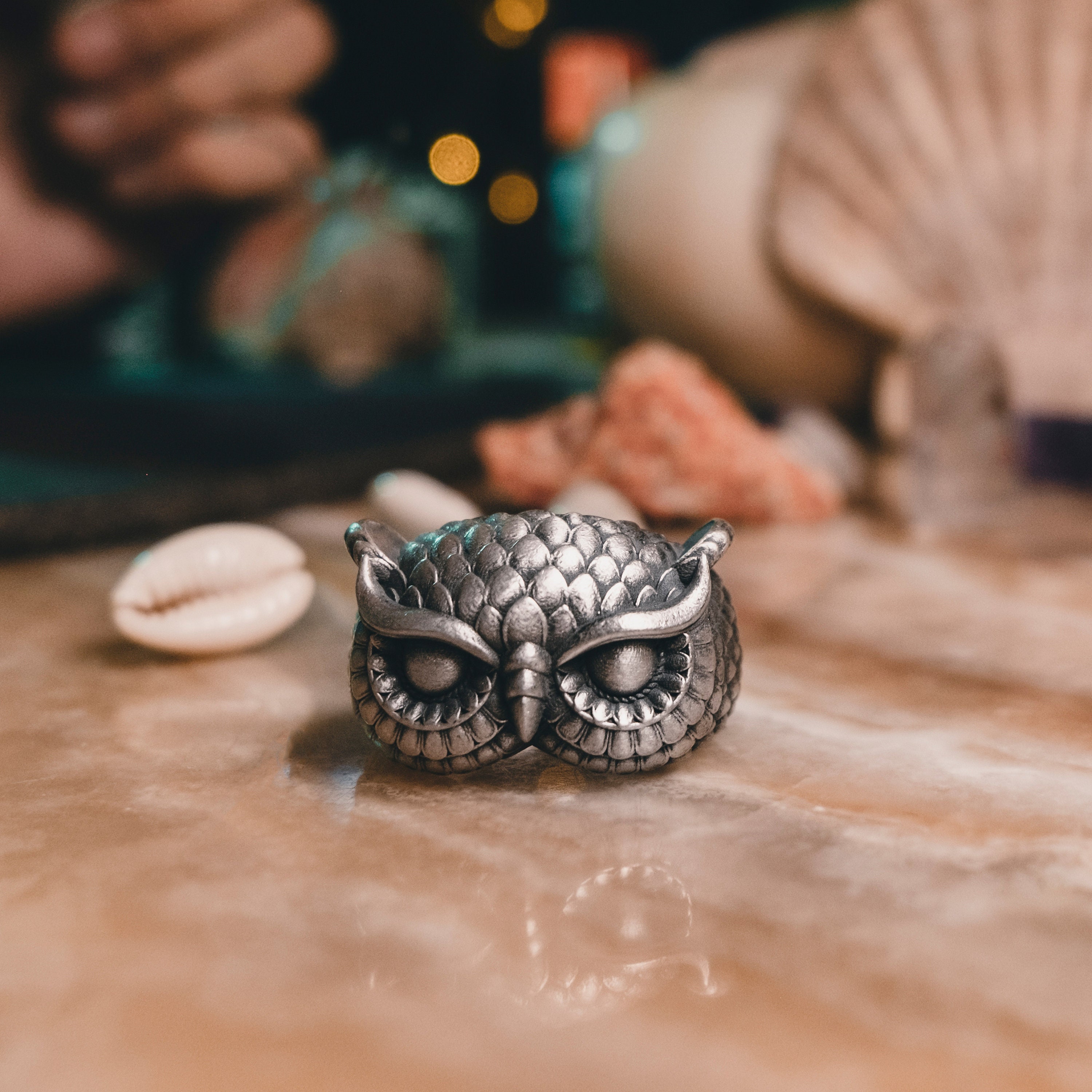 Handmade Sterling Silver Winged Owl Men Ring, Bird Of Prey Extraordinary Ring For Boyfriend, Animal 