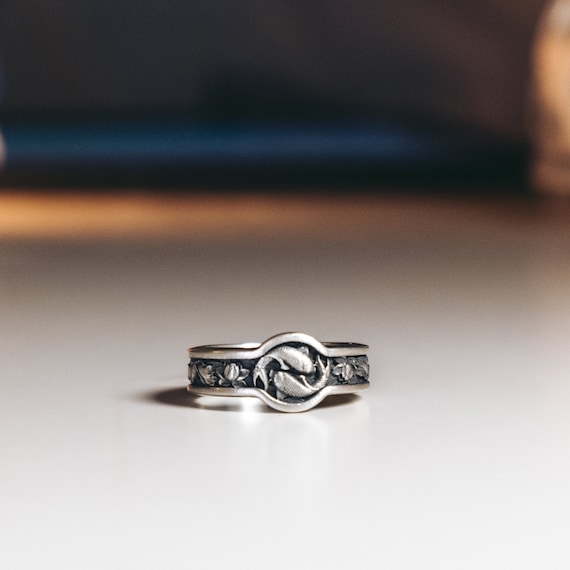 Bague japonaise pour homme en argent sterling 925, carpe Koi et