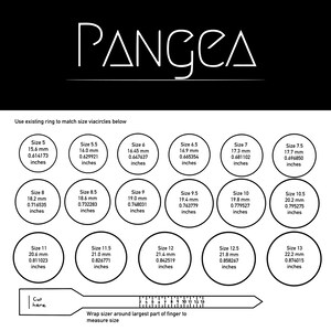 May include: A black and white ruler with markings from 3 to 13.  The ruler is labeled "Cut here" at the left end.  A black and white diagram shows a series of circles with different sizes labeled with ring sizes in millimeters and inches.  The text "Wrap sizer around largest part of finger to measure size" is below the ruler.