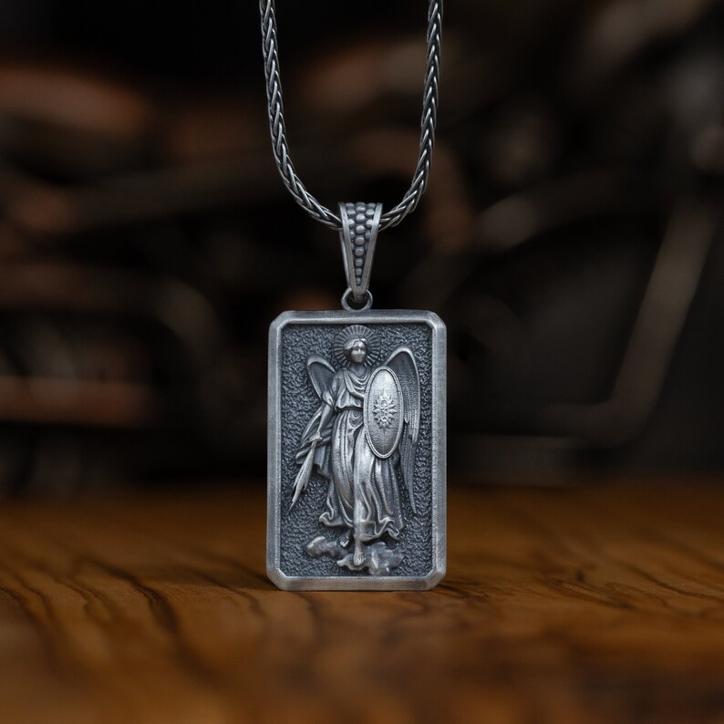 Silver Archangel Michael Necklace, St Michael Winged Archangel Pendant ...