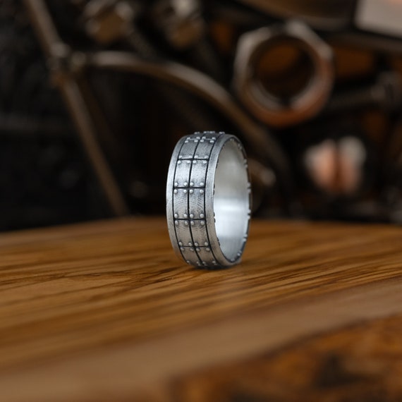 Men Silver Band Rings, Rectangles Sterling Silver Men Wedding Ring, Engagement Ring, Wedding Band, Promise Ring, Groomsmen Birthday Gift