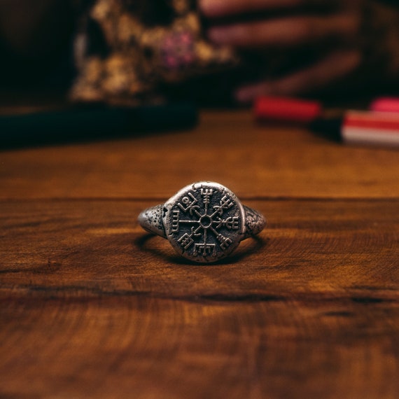 Chevalière Vegvisir auriculaire en argent sterling pour homme